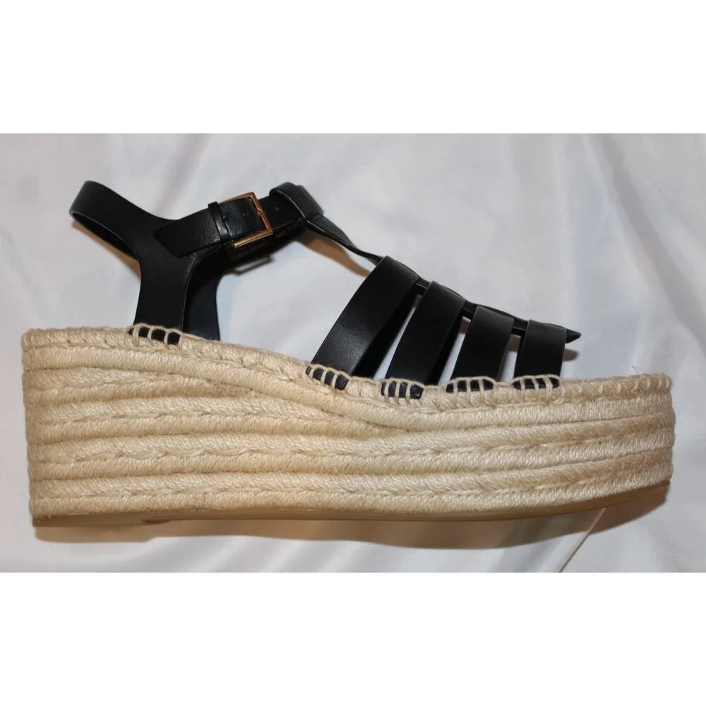 TORY‎ BURCH WOMEN'S STRAPPY FISHERMAN ESPADRILLE SANDALS BLACK NIB $278